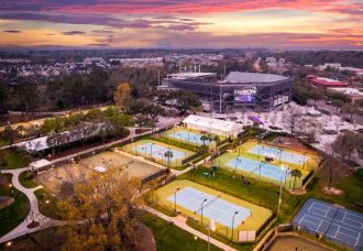 Aerial view of tennis courts